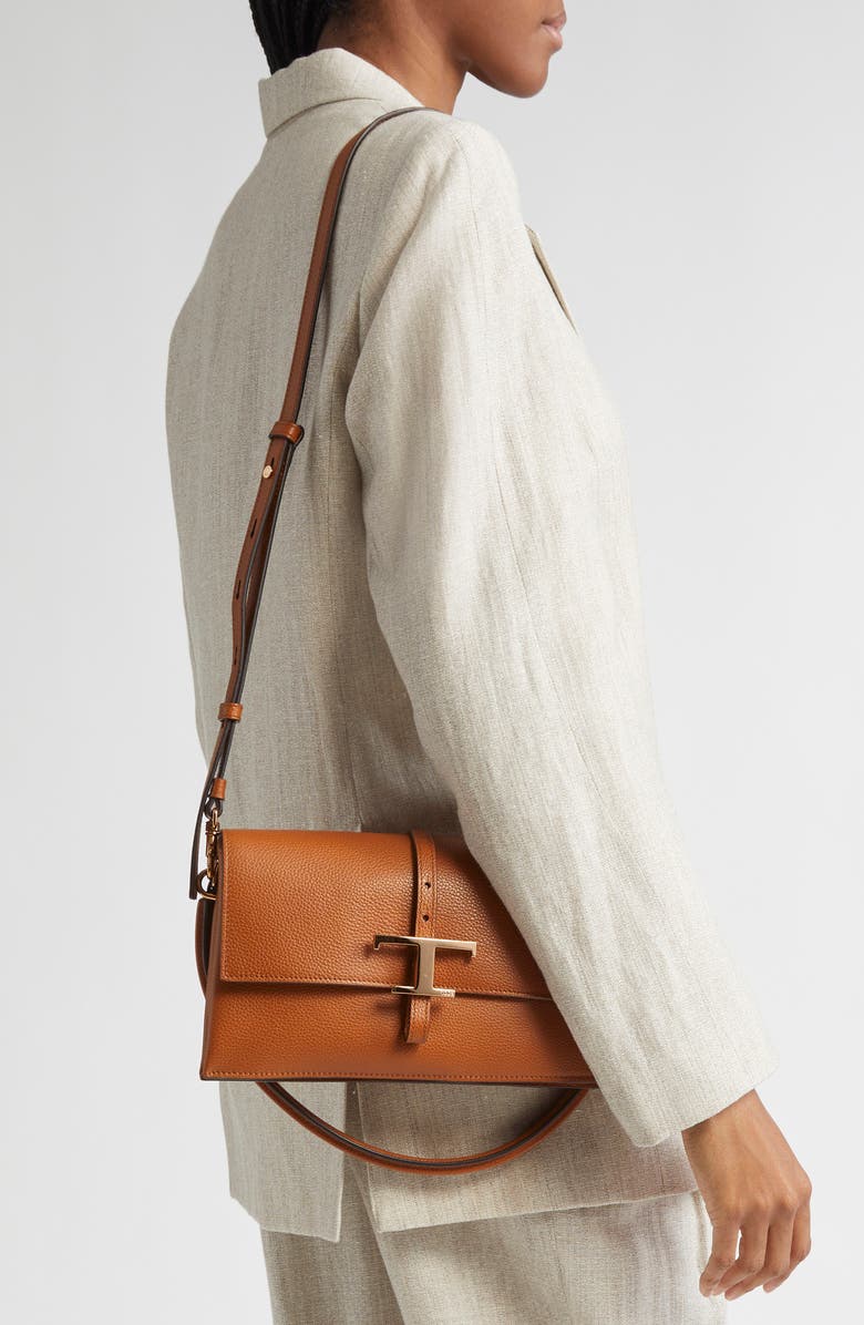 Tod's Mini T Timeless Leather Shoulder Bag, Alternate, color, Kenia Scuro