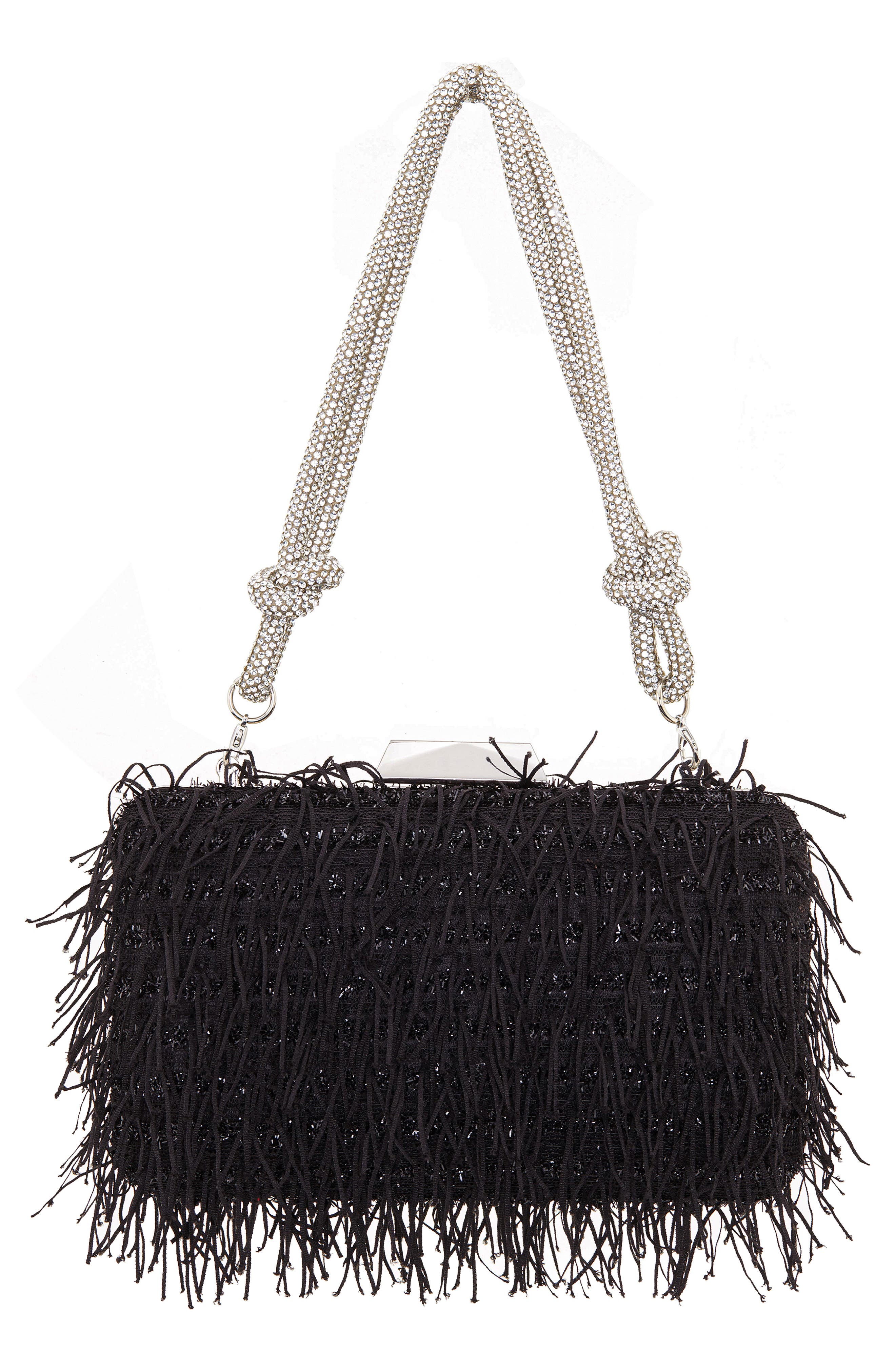Nina Fringe Crystal Cord Minaudiere