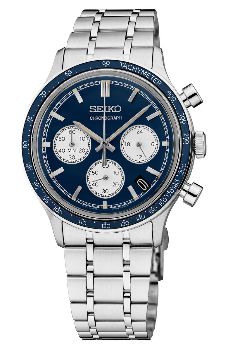 SEIKO WATCHES Essentials Chronograph Bracelet Watch, 38.7mm, Main, color, Blue