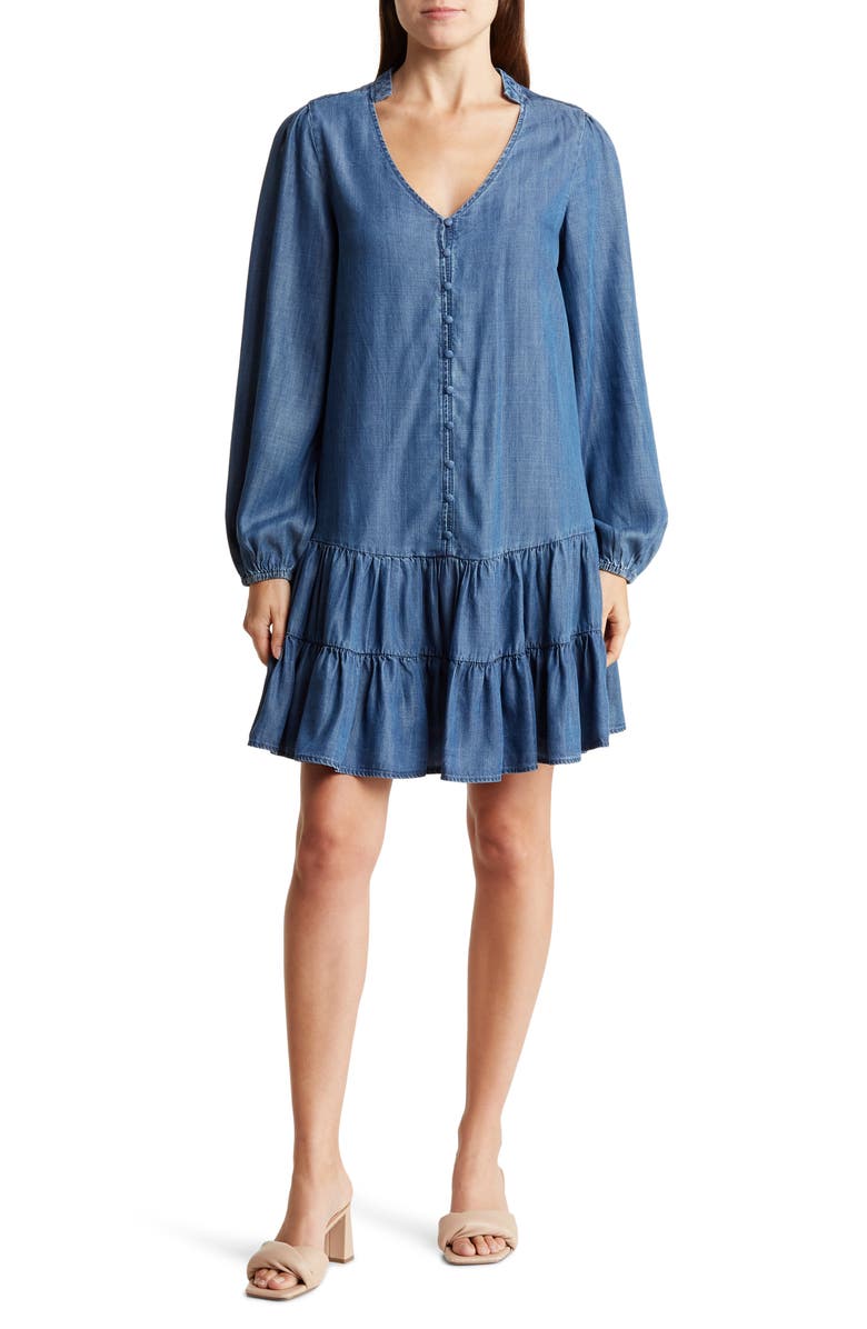 Lovestitch Long Sleeve Tencel<sup>®</sup> Lyocell Shift Dress, Main, color, 