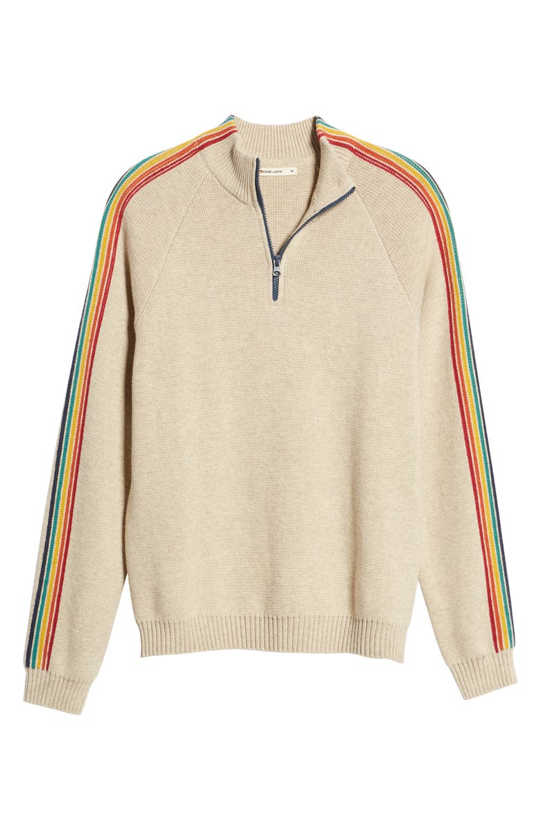 Marine Layer Stripe Sleeve Quarter Zip Pullover, Alternate, color, 