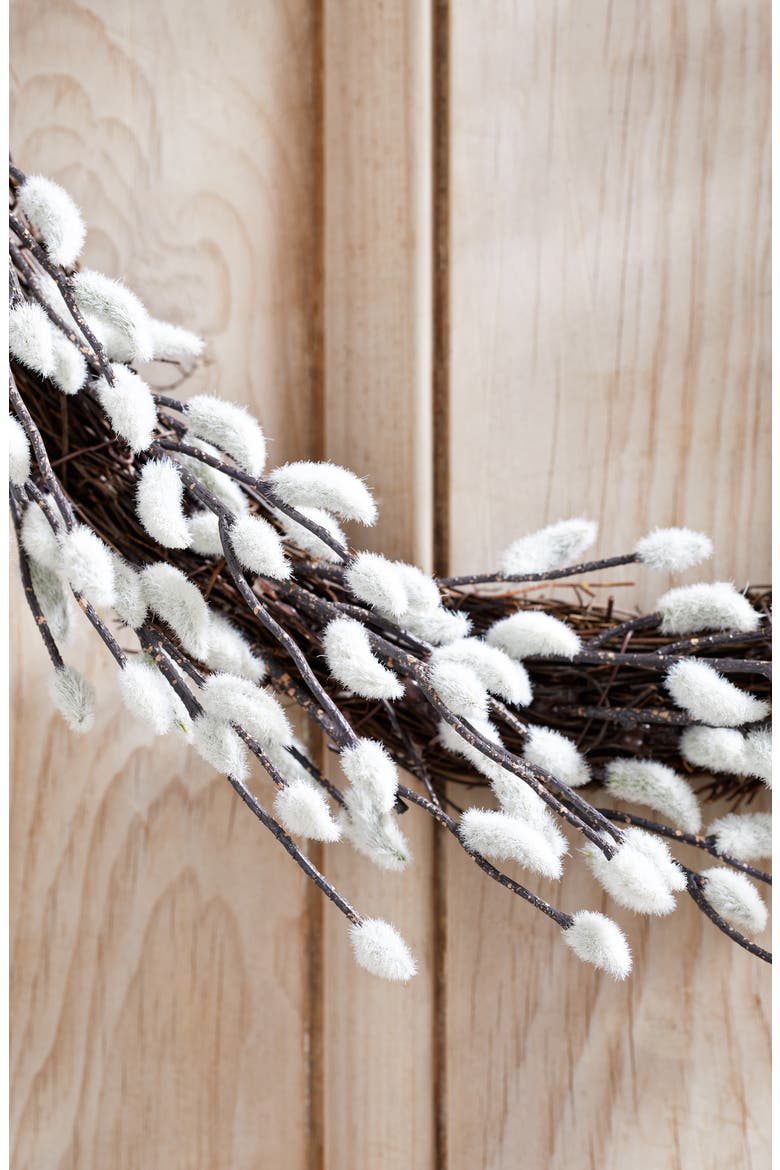 Pussy Willow Wreath, Alternate, color, NATURAL