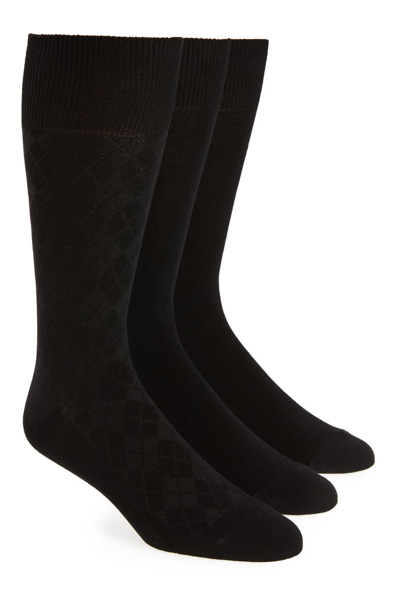 3-Pack Dress Socks, Main, color, BLACK