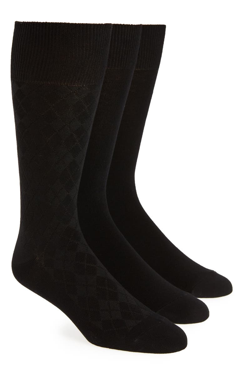 Calvin Klein 3-Pack Dress Socks, Main, color, Black