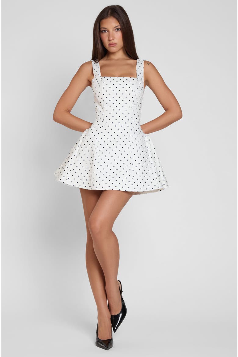 Ysabelle Babydoll Corset Mini Dress, Alternate, color, Polka Dot