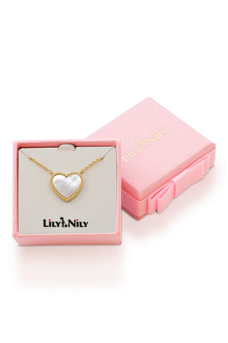 Mother of Pearl Heart Pendant Necklace, Alternate, color, GOLD