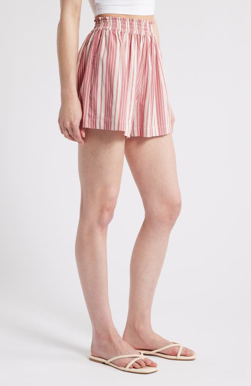 Faithfull The Brand Elva Stripe Cotton Shorts In Cherry Stripe