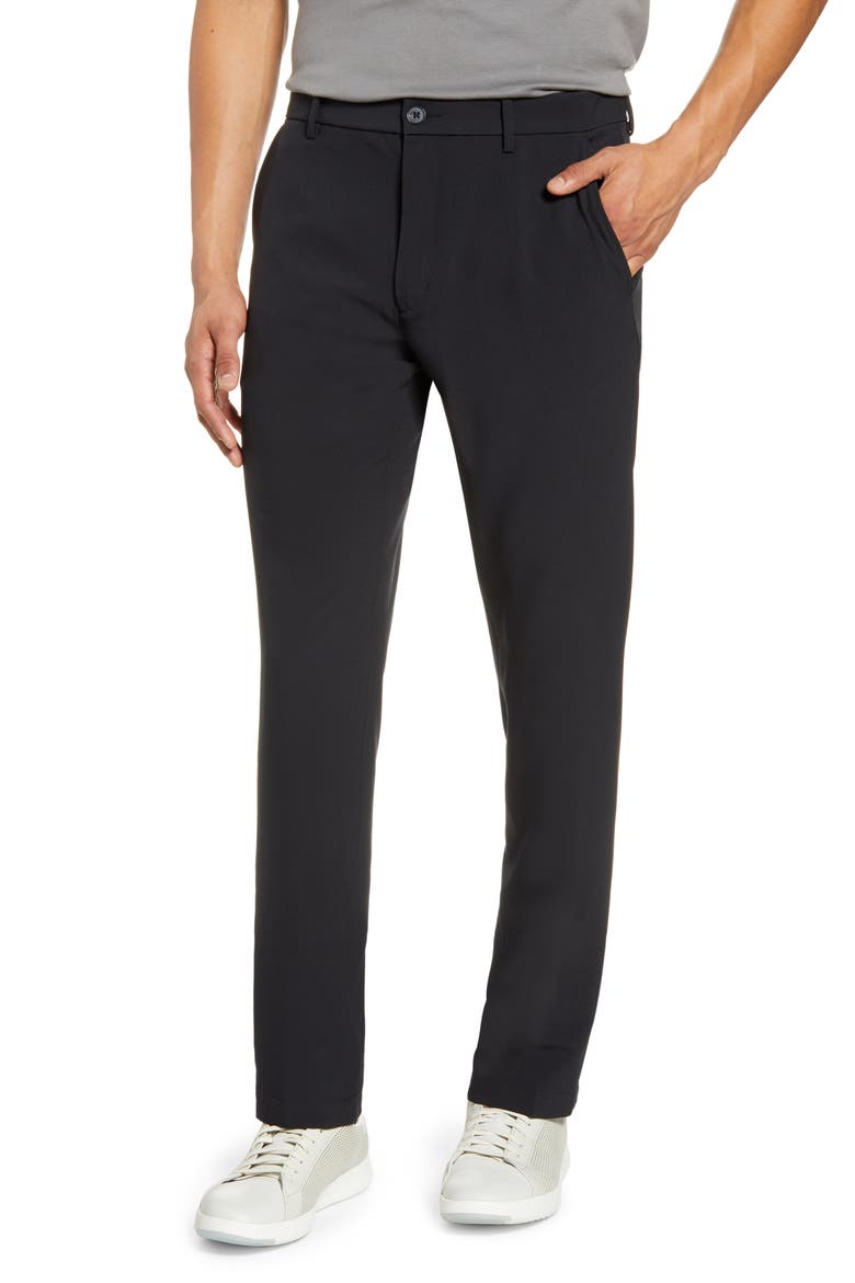 Performance Flat Front Stretch Chino Pants, Main, color, BLACK