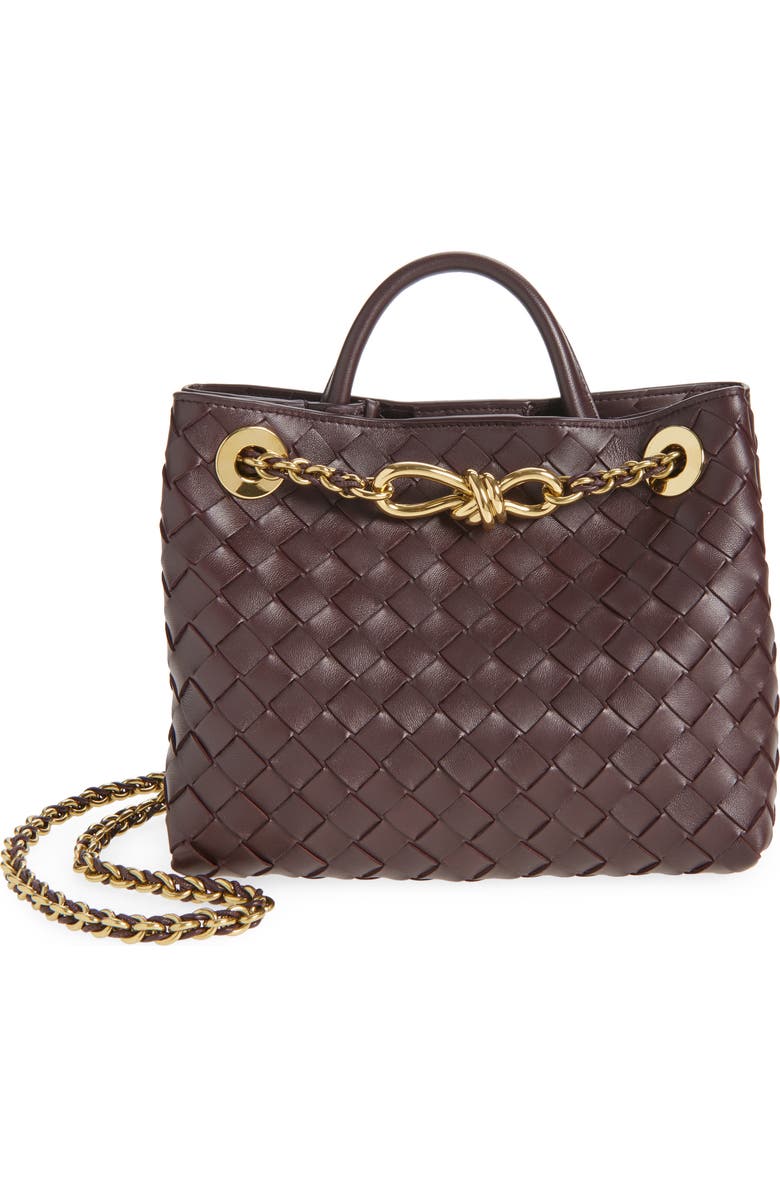 Bottega Veneta Small Andiamo Chain Leather Shoulder Bag, Main, color, 2264 Dark Barolo-M Brass