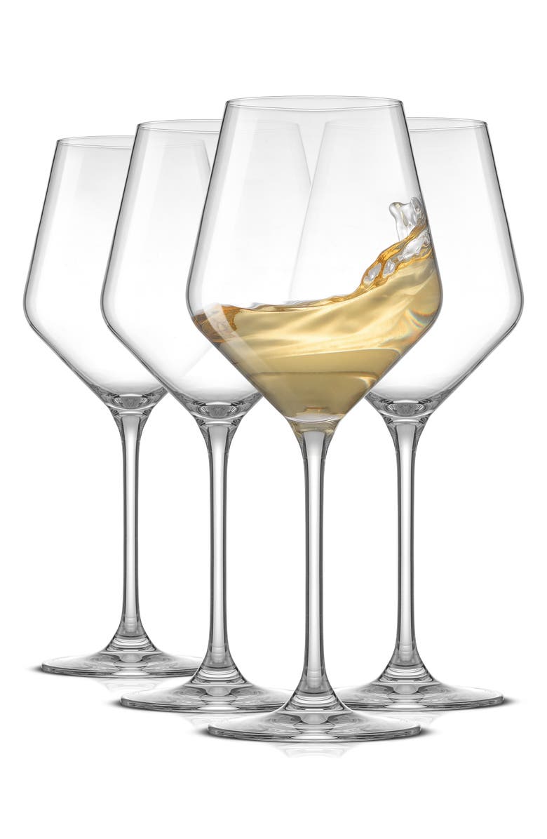JoyJolt Layla White Set of 4 Stemmed White Wine Glasses, Alternate, color, Clear