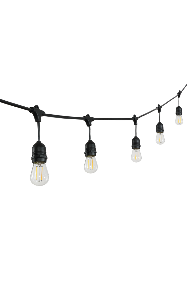 15-Light Indoor/Outdoor Rustic Industrial LED S14 Edison Buld String Lights, Alternate, color, Black