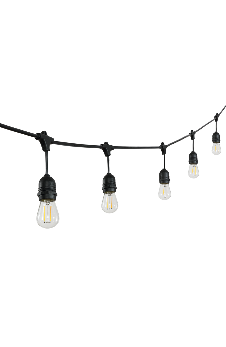 JONATHAN Y 15-Light Indoor/Outdoor Rustic Industrial LED S14 Edison Buld String Lights, Alternate, color, Black