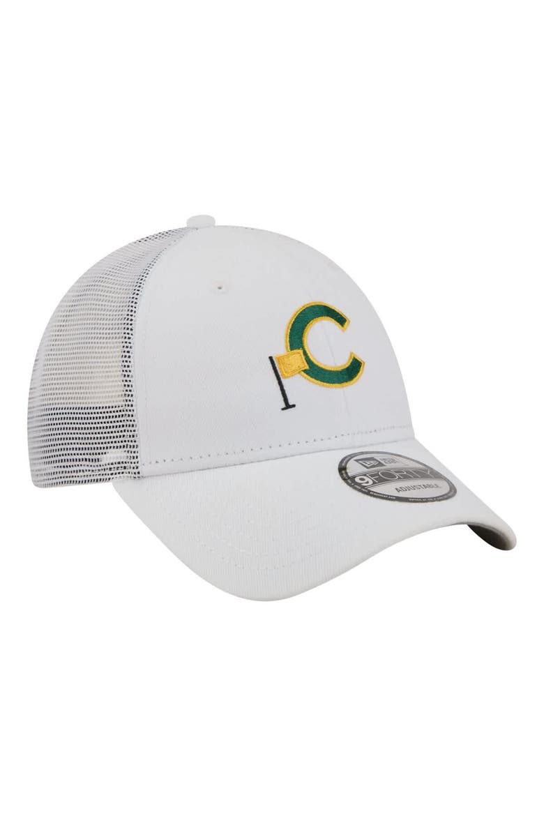 Men's New Era  White Chicago Cubs Flag 9FORTY Trucker Adjustable Hat, Alternate, color, White