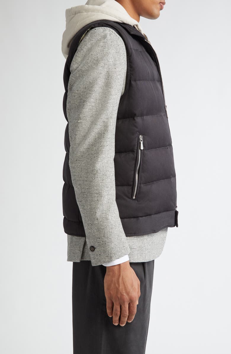 Eleventy Silk Puffer Down Vest with Removable Hooded Bib Inset, Alternate, color, Carbon