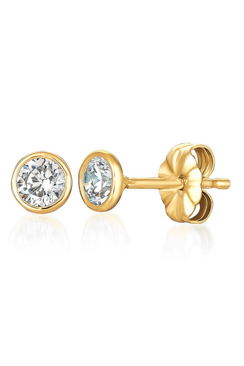 Cubic Zirconia Bezel Stud Earrings, Main, color, GOLD