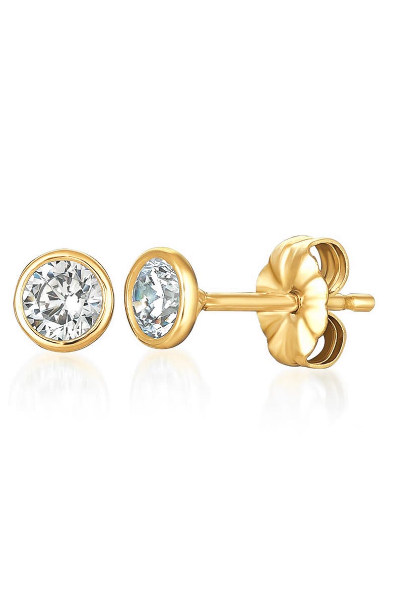 Crislu Cubic Zirconia Bezel Stud Earrings, Main, color, Gold