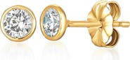 Crislu Cubic Zirconia Bezel Stud Earrings