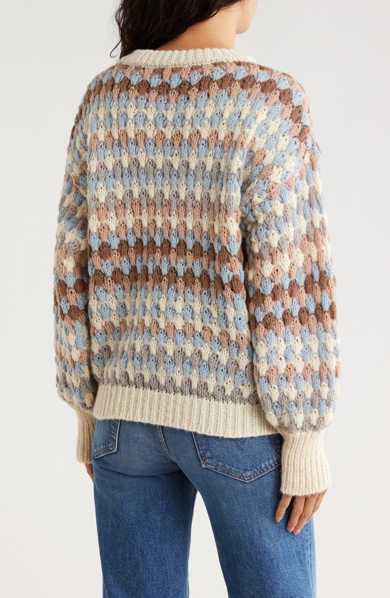 Blu Pepper Multi Color Knit Sweater, Alternate, color, Cream Multi
