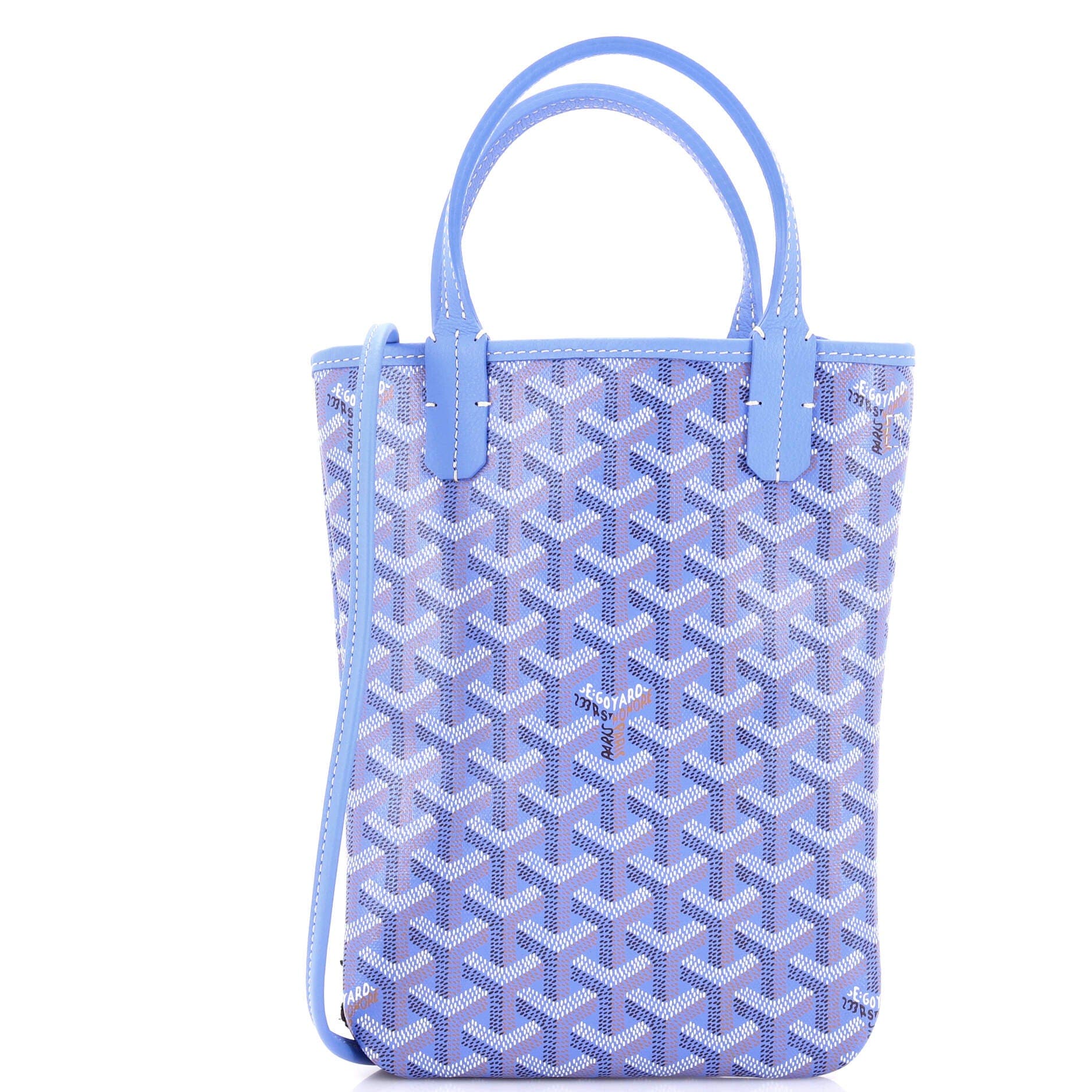 Pre-Owned Goyard Poitiers Tote Coated Canvas and Printed Canvas PM, Main, color, Blue