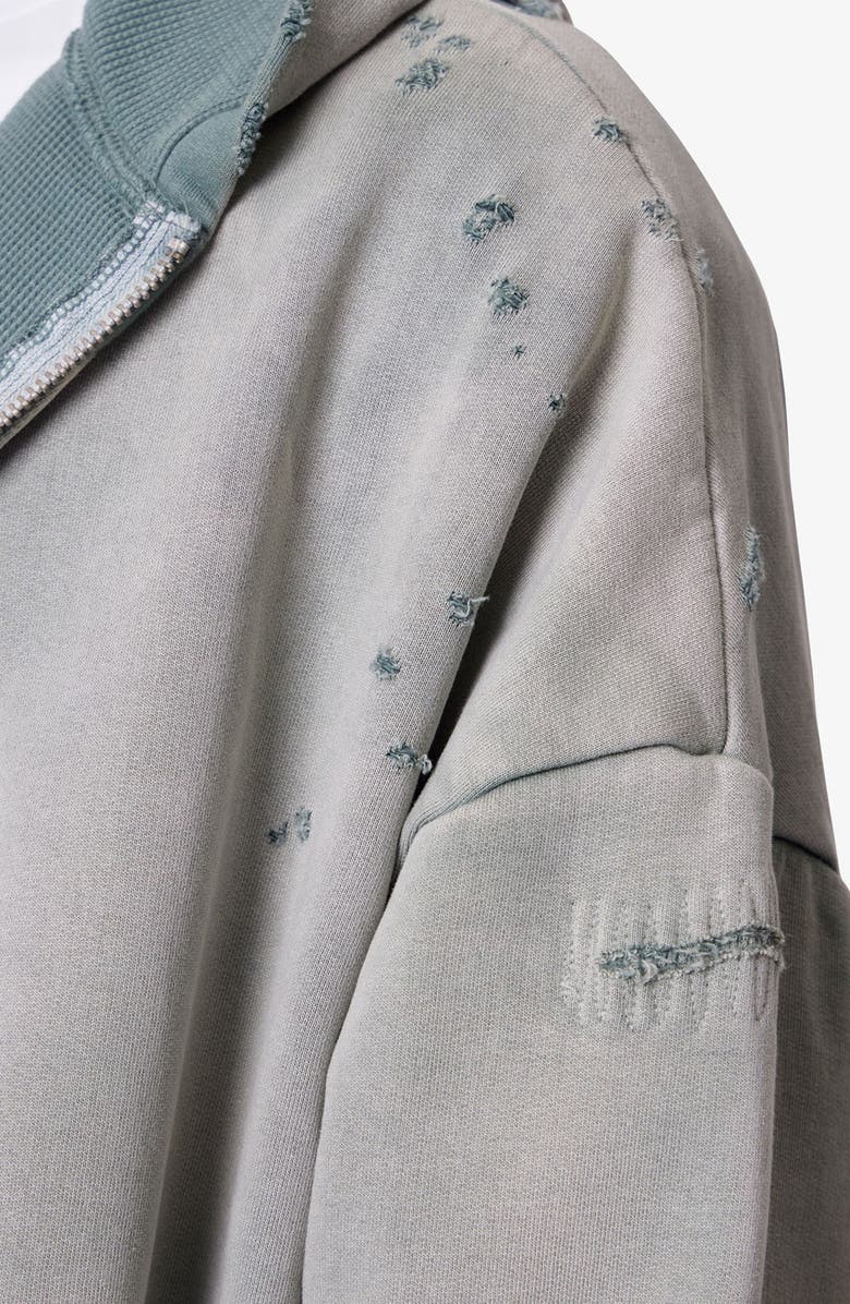 mnml Distressed Thermal Lined Zip Hoodie, Alternate, color, 