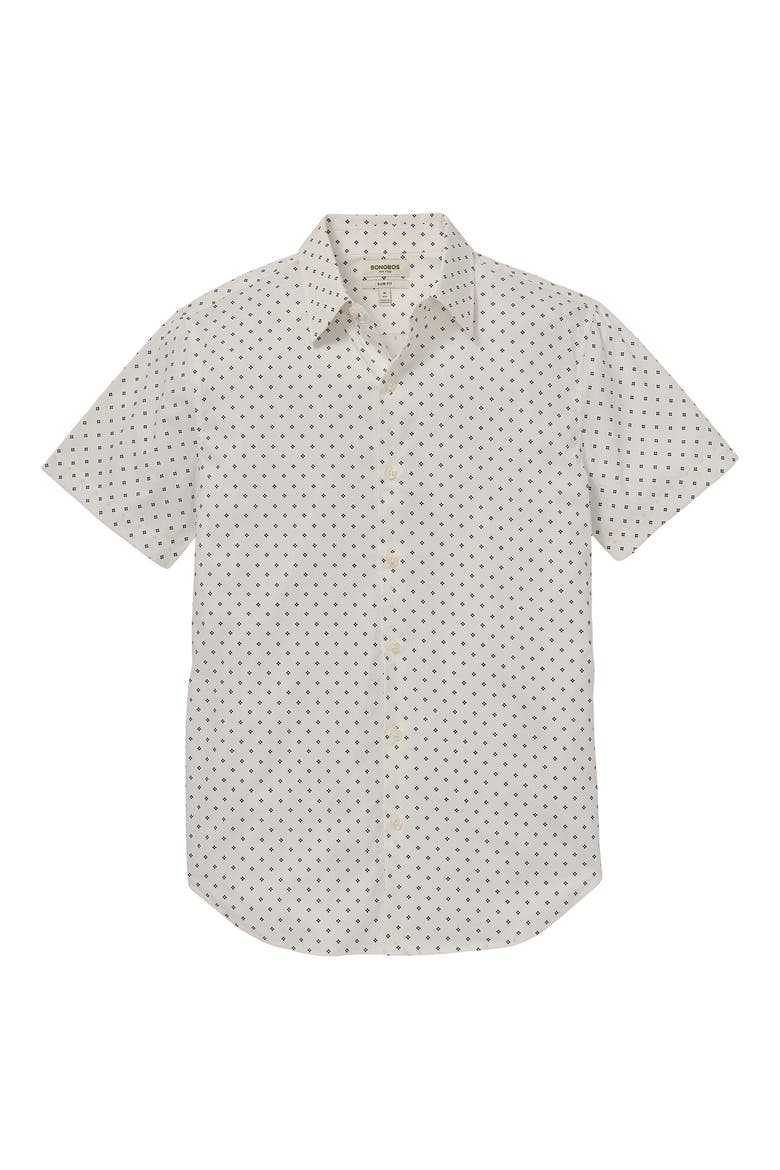 Tech Diamond Print Short Sleeve Performance Button-Up Shirt, Alternate, color, WAYWELL GEOMETRIC