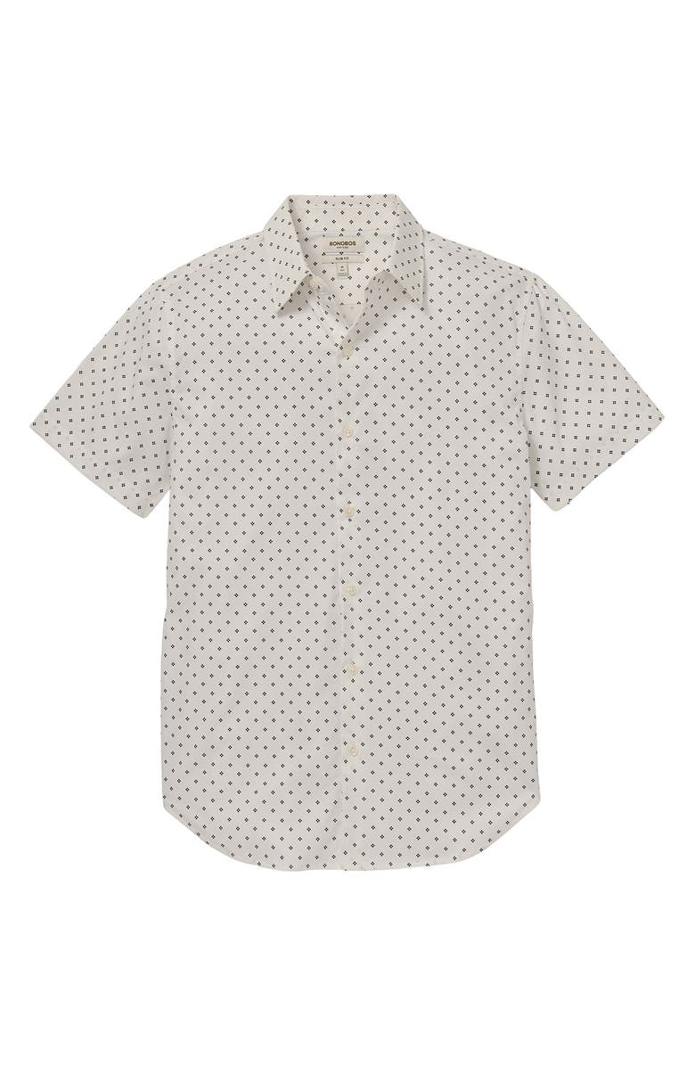 Bonobos Tech Diamond Print Short Sleeve Performance Button-Up Shirt, Alternate, color, Waywell Geometric