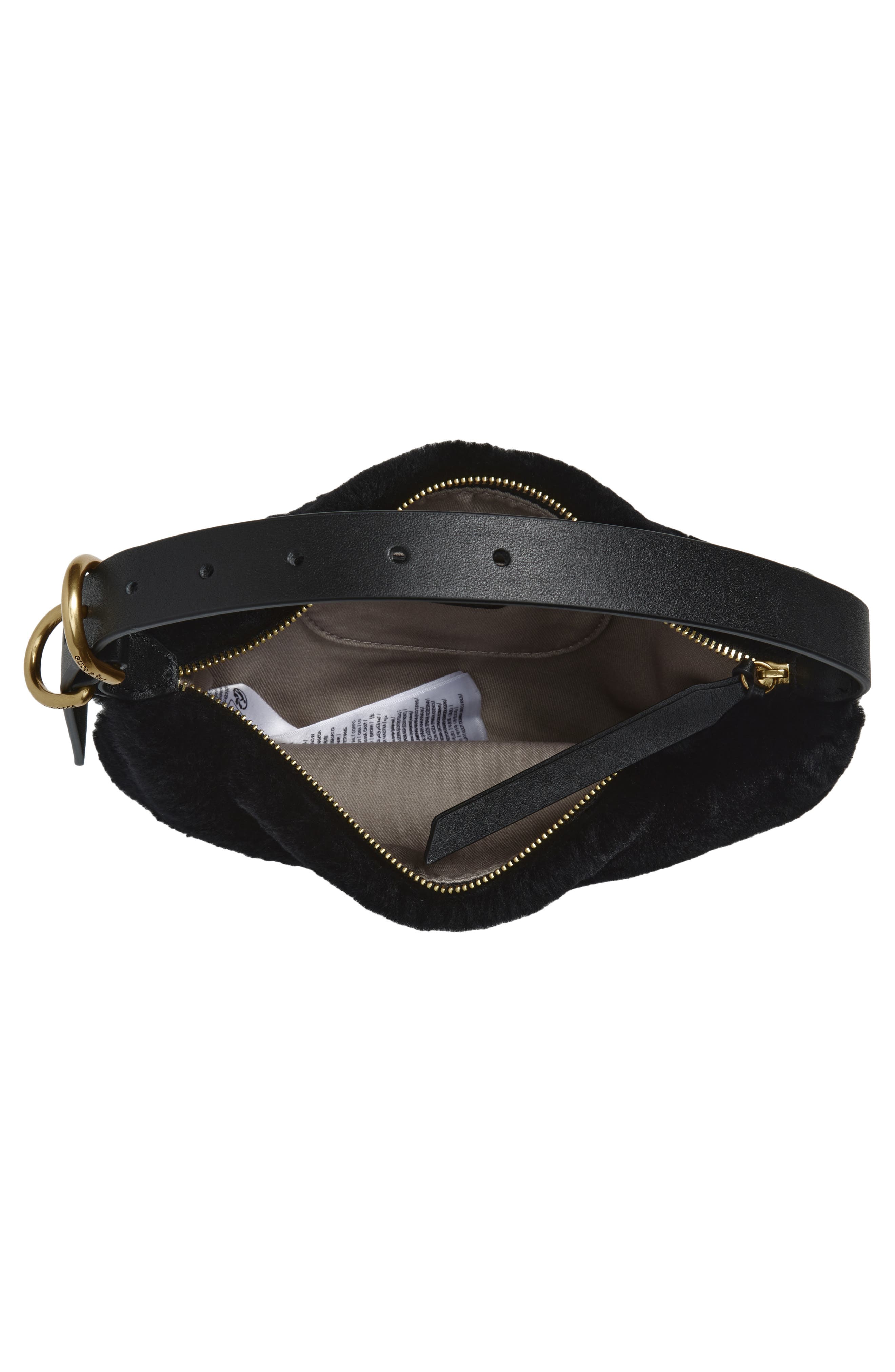 rag 
bone Mercer Small Genuine Shearling Hobo, Alternate, color, Black