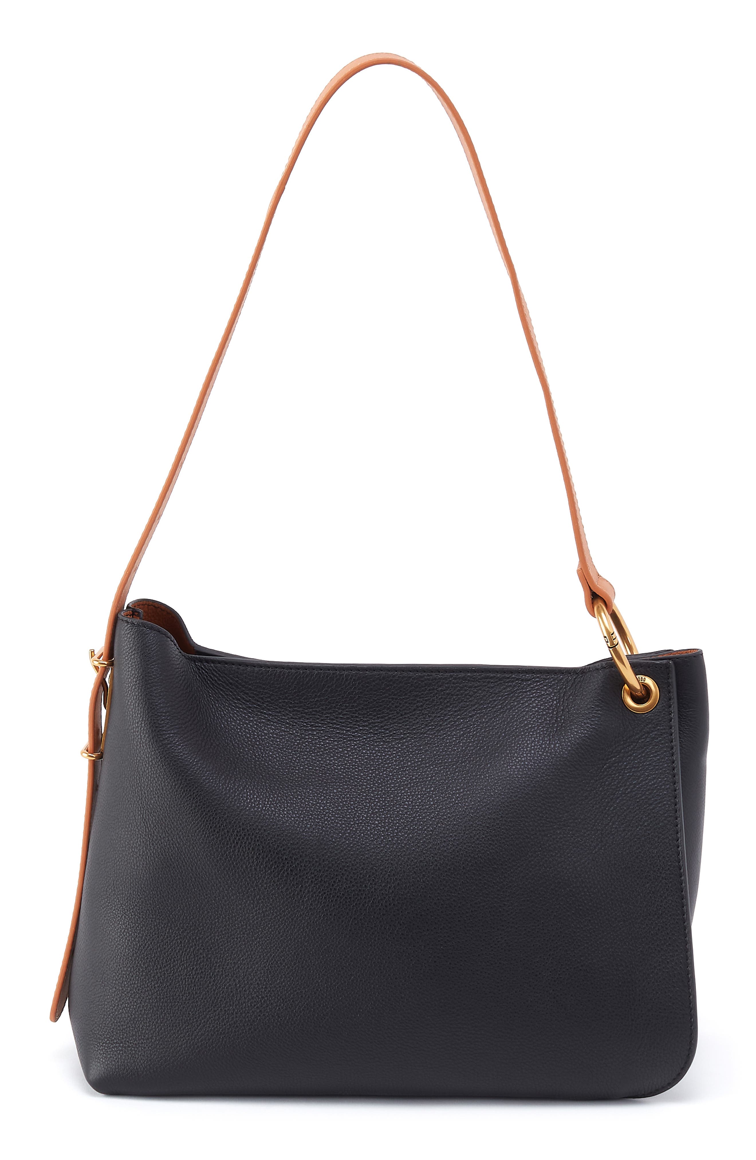 Rayna Leather Shoulder Bag, Main, color, BLACK