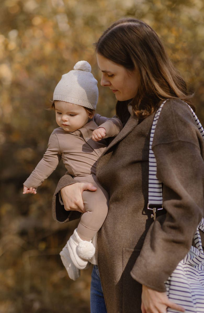 Pehr Essentials Long Sleeve Organic Cotton Romper, Alternate, color, Portobello