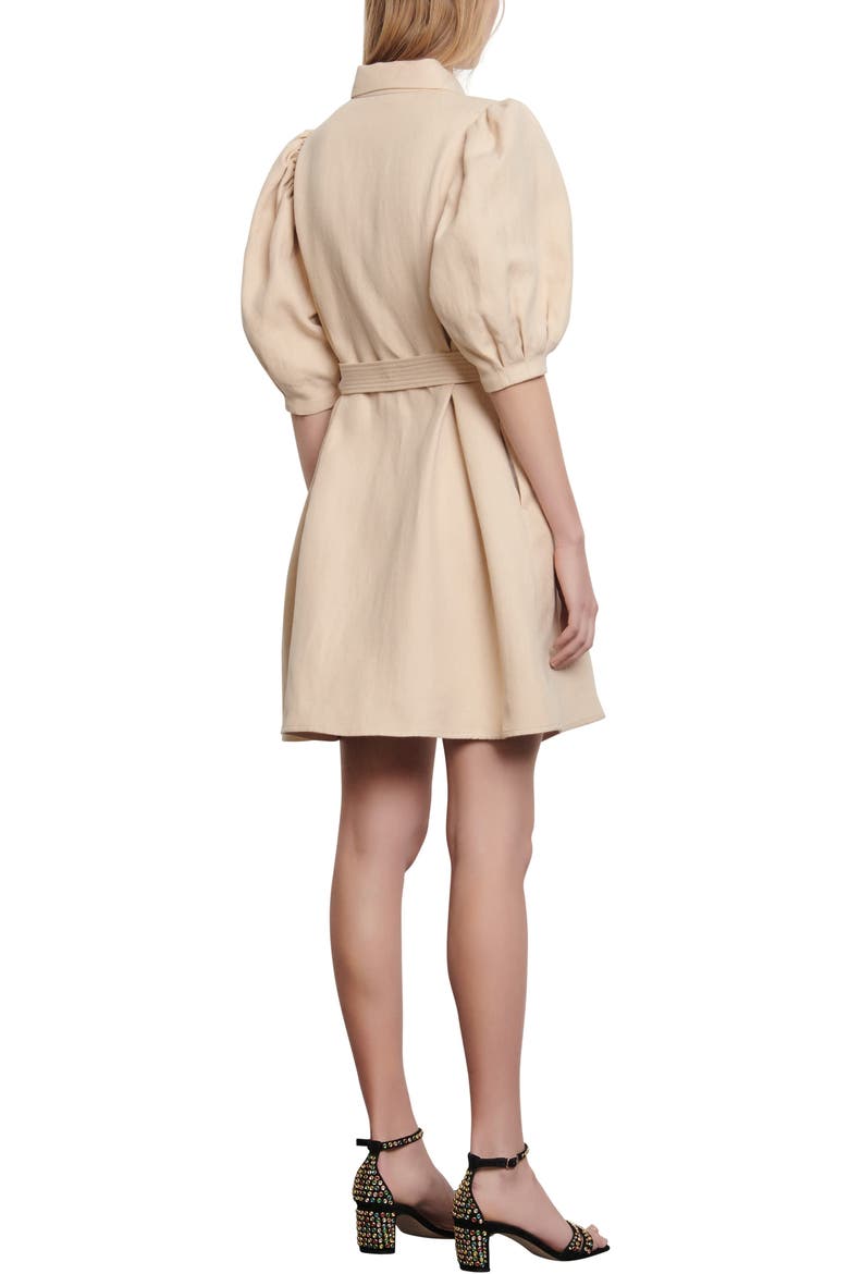 Luno Puff Sleeve Shirtdress, Alternate, color, BEIGE