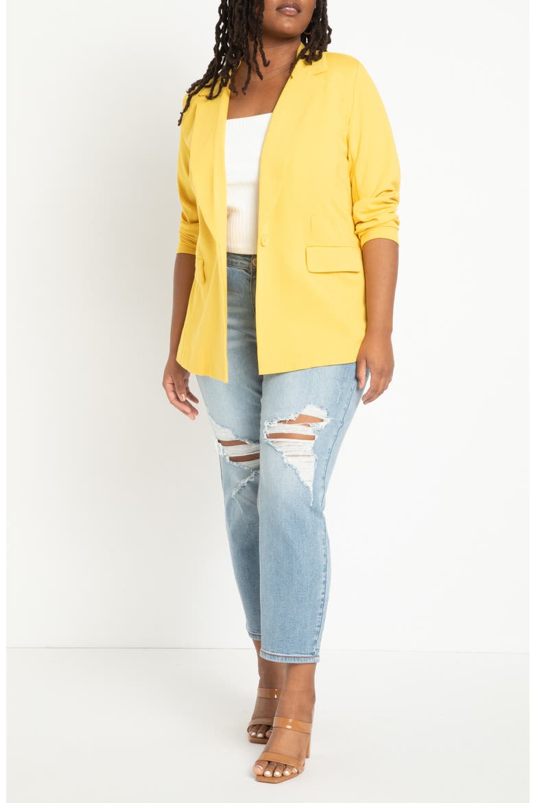 Ponte Knit Longline Blazer, Alternate, color, SPICY MUSTARD