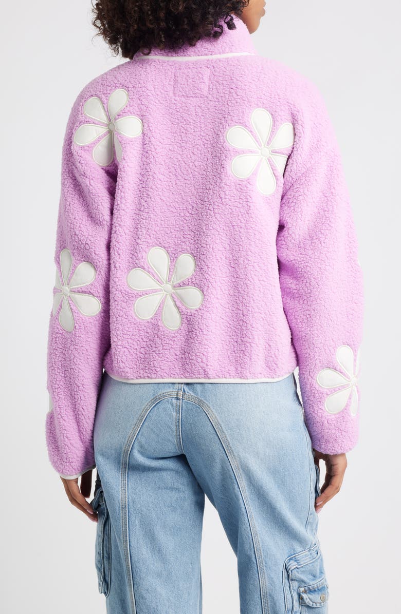 Thread & Supply Flower Patch Faux Shearling Pullover, Alternate, color, Lavender Ivory Combo