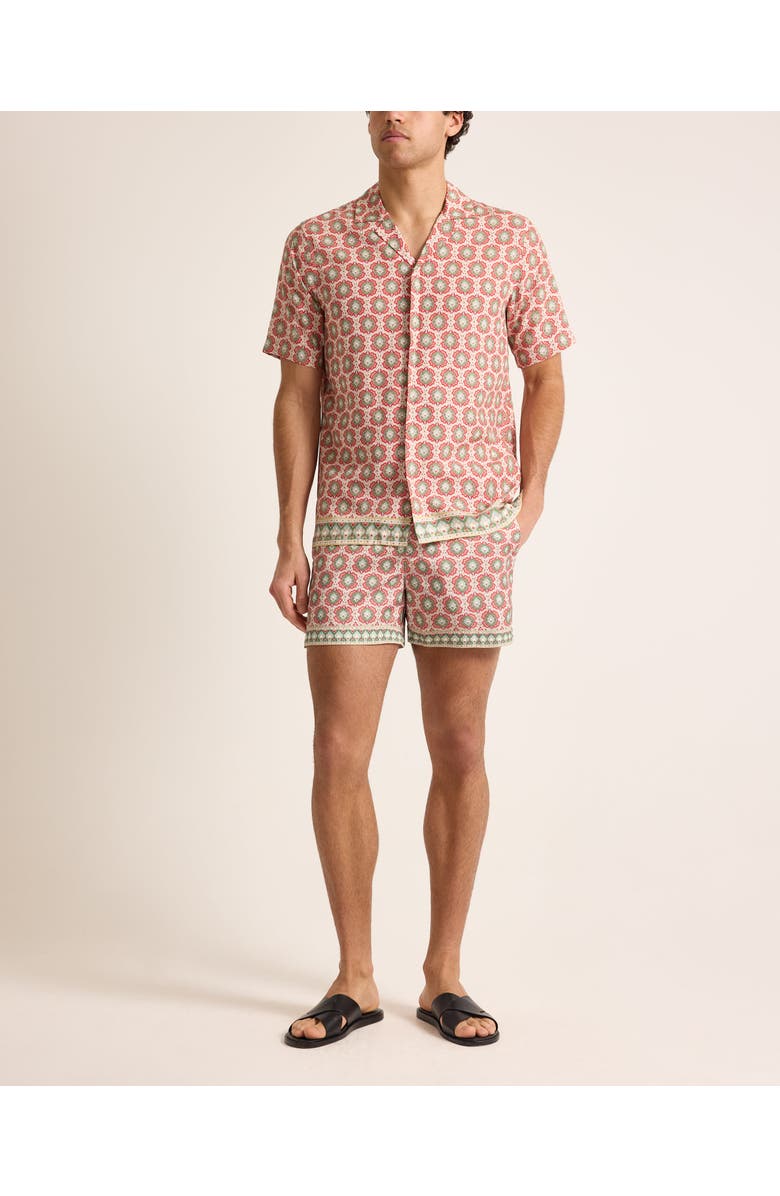 Orlebar Brown Maitan Relaxed Fit Passetto Print Shirt, Alternate, color, Vermillion