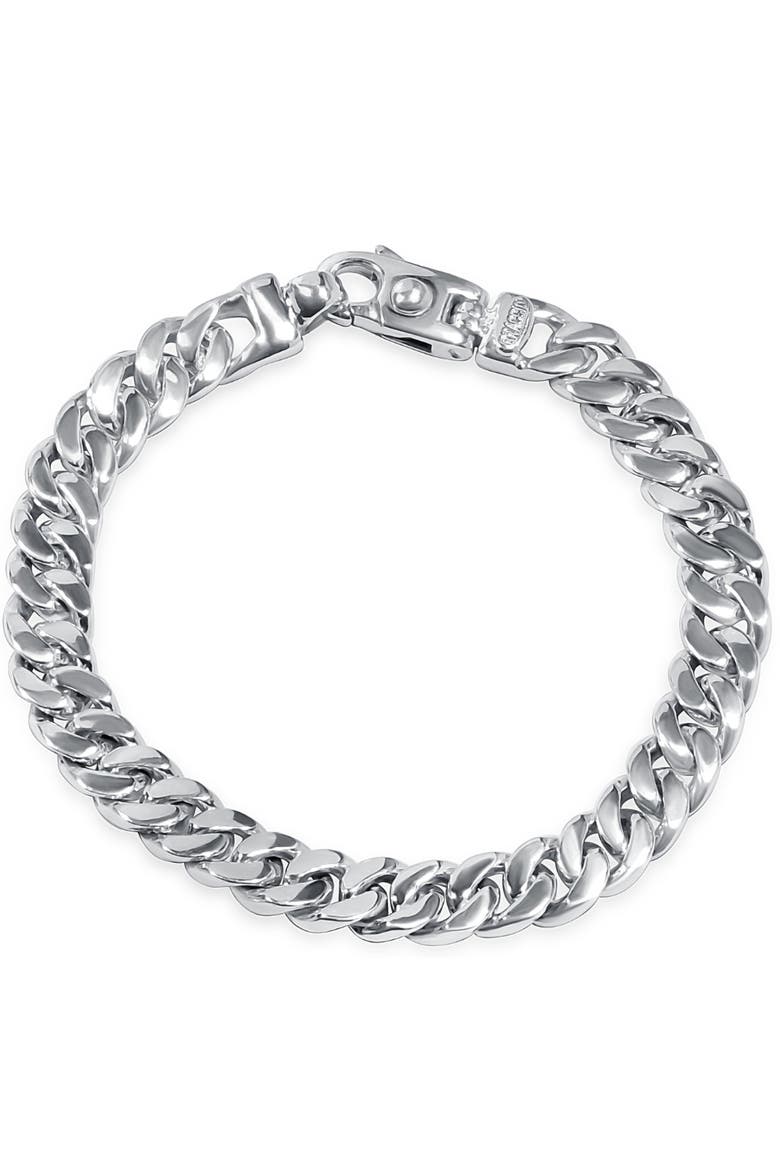 Braccio Men's 36 Gram Cuban Link Solid Silver Bracelet 8.5", Main, color, Silver