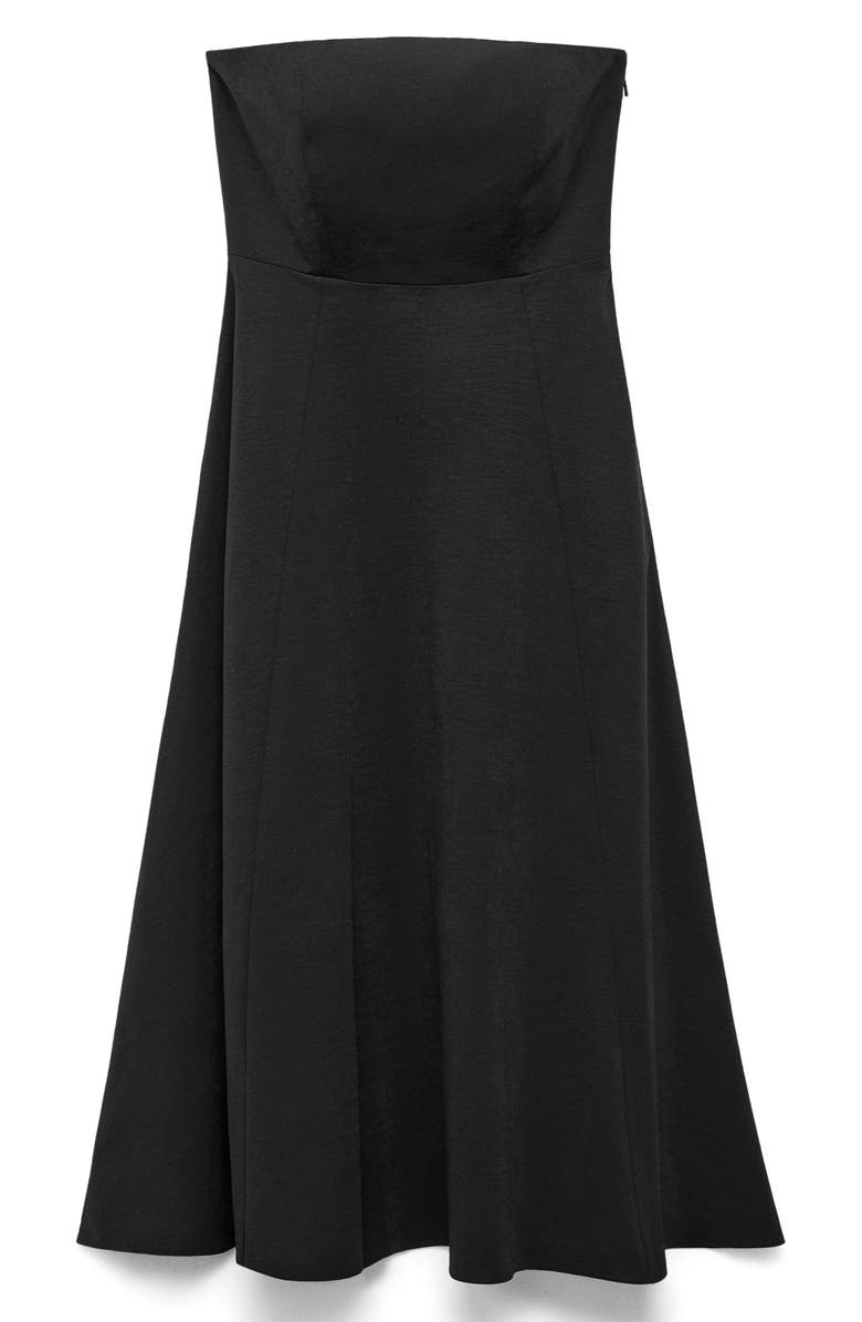 MANGO Strapless A-Line Dress, Alternate, color, Black