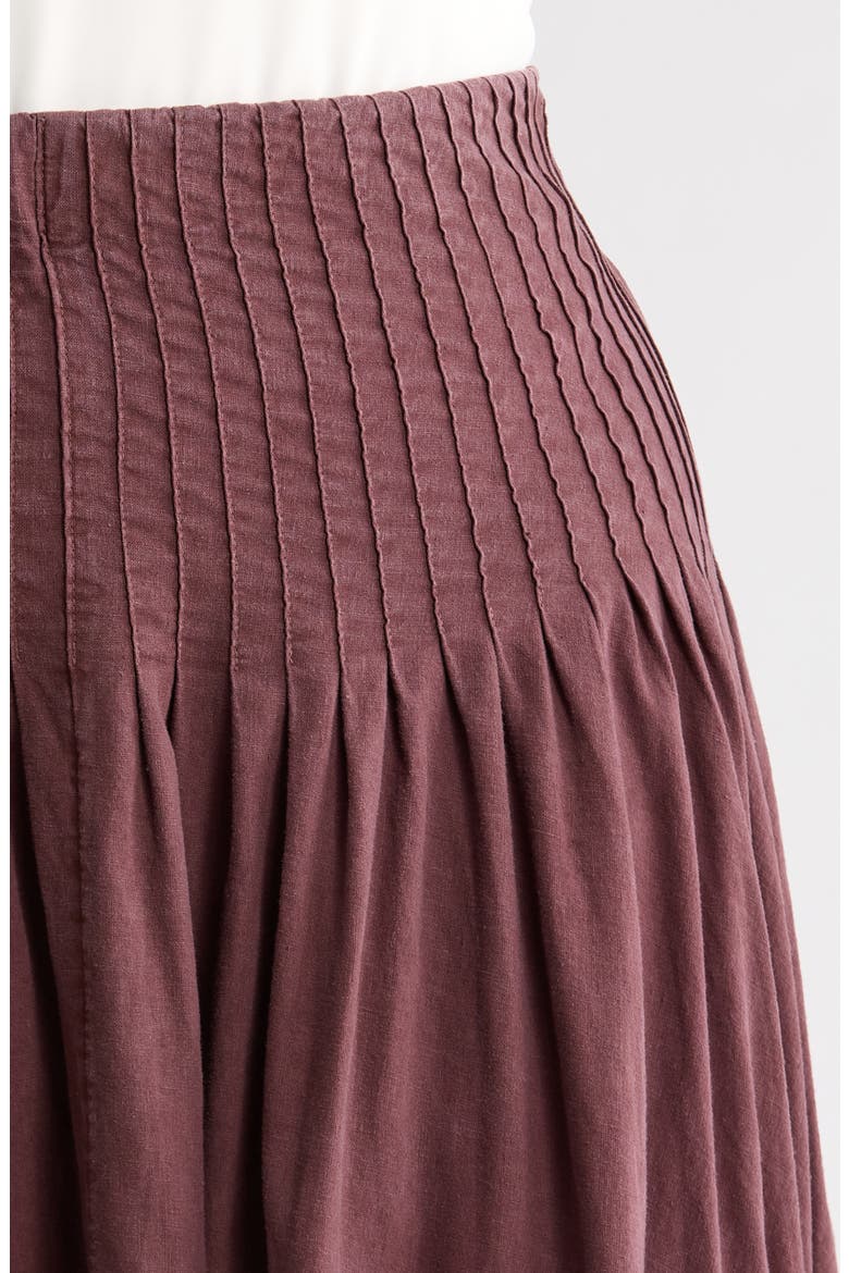 Pleated Linen Blend Maxi Skirt, Alternate, color, BROWN MALICACIA