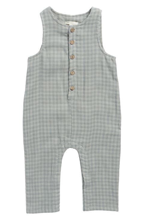 Gingham Sleeveless Cotton Romper (Baby)
