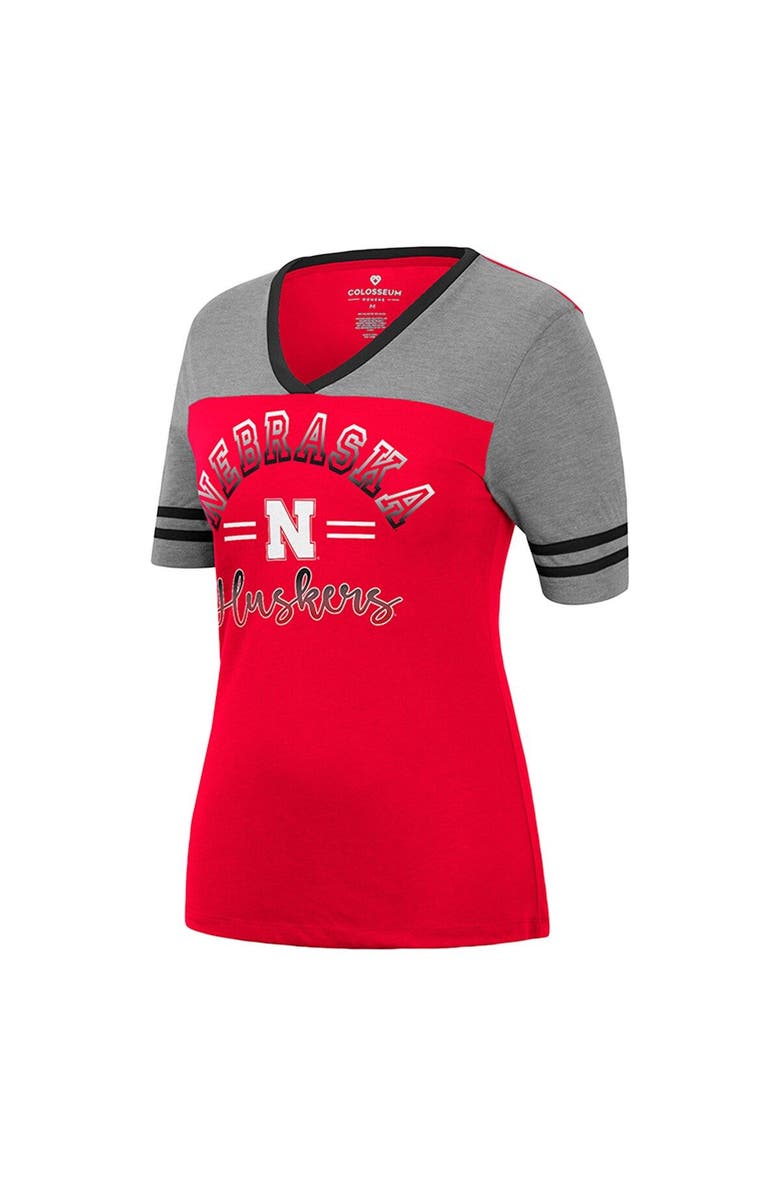 COLOSSEUM Women's Colosseum Scarlet/Heathered Gray Nebraska Huskers There You Are V-Neck T-Shirt, Alternate, color, 