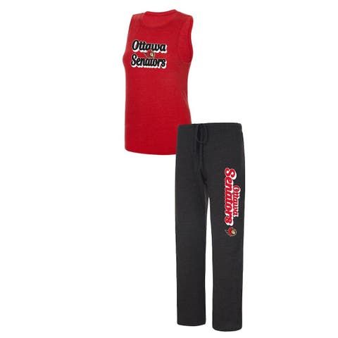 Women's Concepts Sport Heather Red/Heather Black Ottawa Senators Meter Muscle Tank Top & Pants Sleep Set