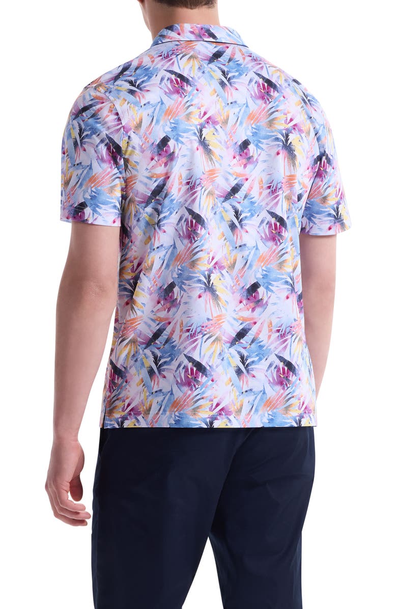 Bugatchi Hendrix Digital Abstract Palm Print Pima Cotton Polo, Alternate, color, Pink