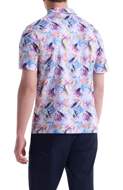 Bugatchi Hendrix Digital Abstract Palm Print Pima Cotton Polo In Blue