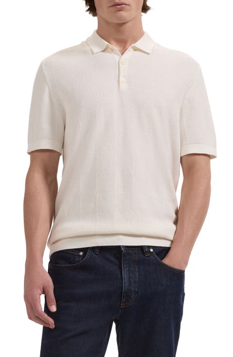 Checkerboard Stitch Polo Sweater