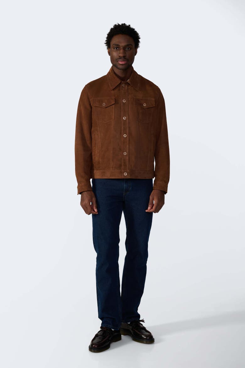 Enzo Suede Shirt Jacket, Alternate, color, Chestnut