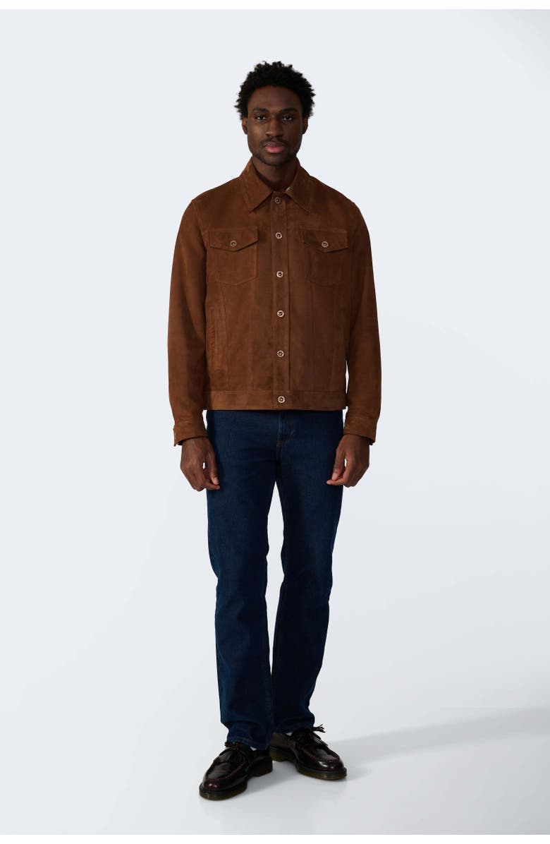 FURNIQ UK Enzo Suede Shirt Jacket, Alternate, color, Chestnut