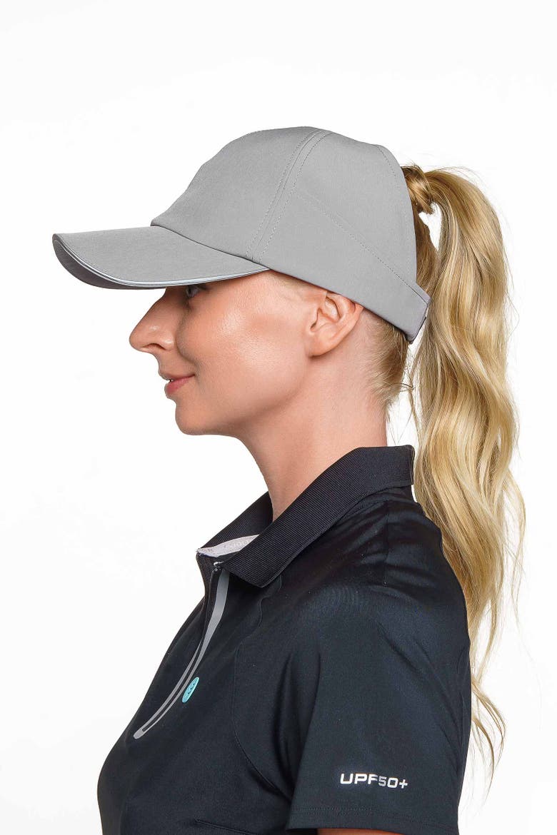 Women's Racket Padel Ponytail Cap, UPF 50+ Sun Protection, Alternate, color, Steel Grey