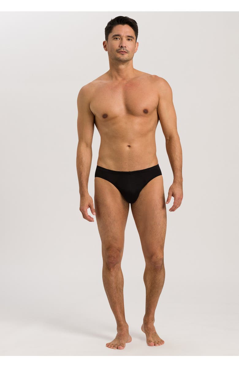 Hanro Cotton Sporty Cotton Low Rise Brief, Alternate, color, Black