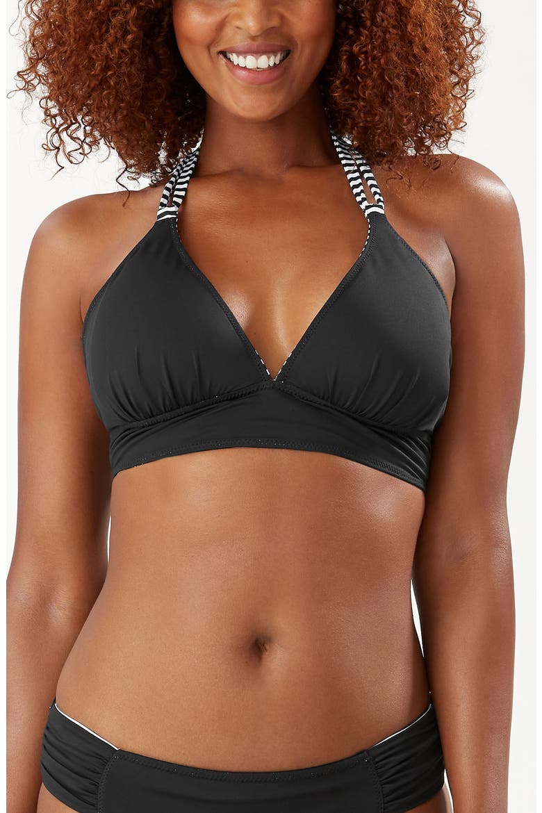 Breaker Bay Reversible Halter Bikini Top, Alternate, color, BLACK