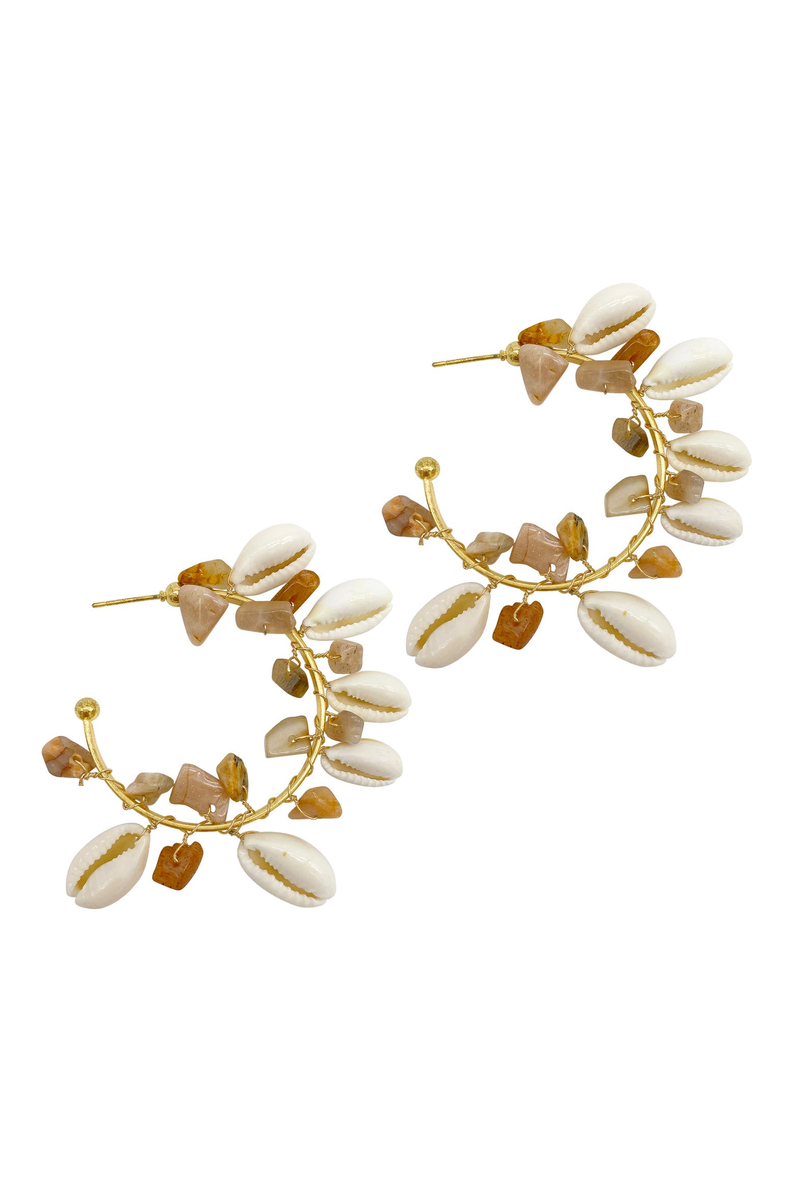 Small Cowries Adornia Multishape Stone & Seashell Hoop Earrings (Women) | Nordstromrack