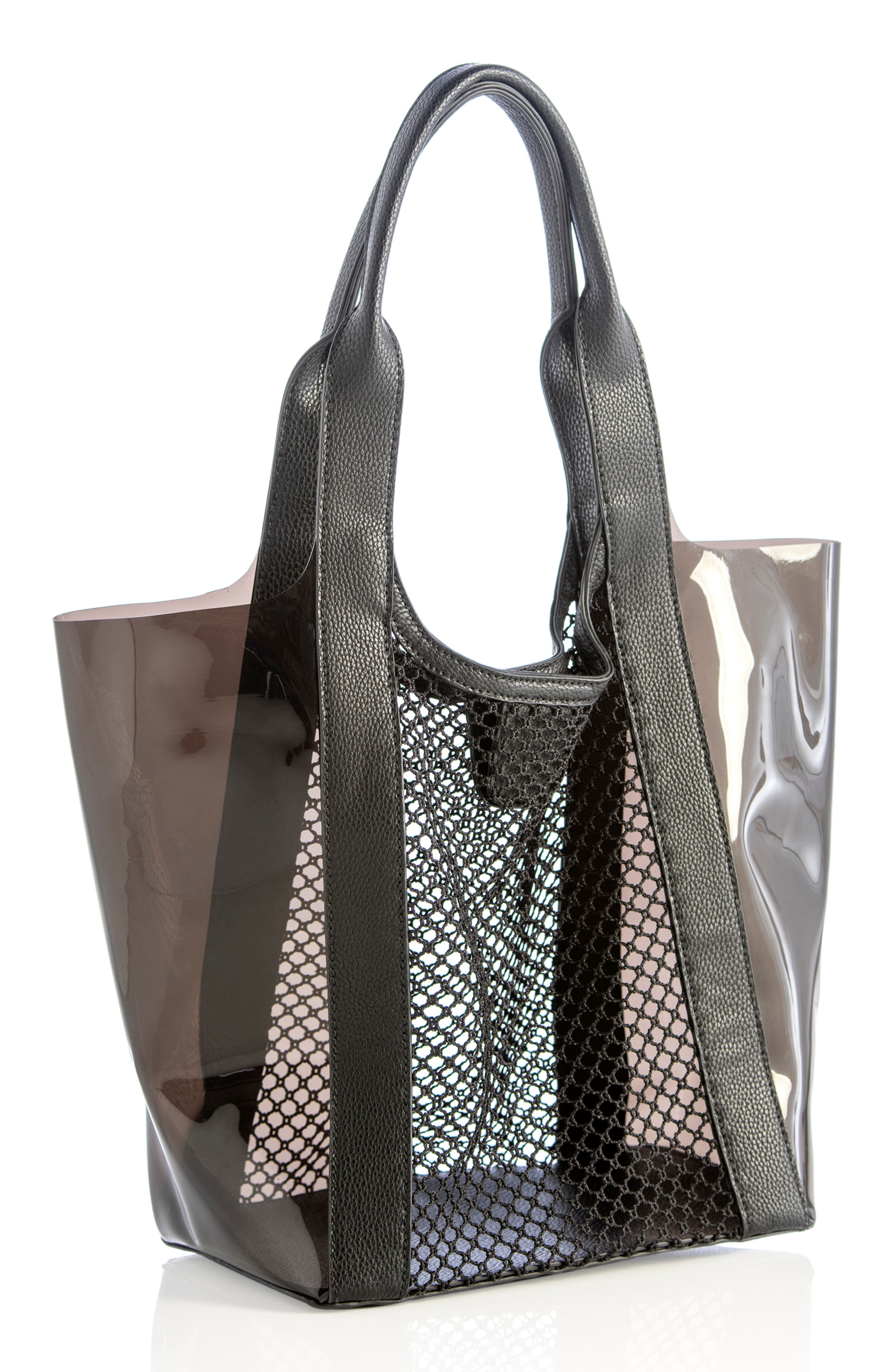 Shiraleah Valery Mesh Panel Transparent Tote, Alternate, color, 