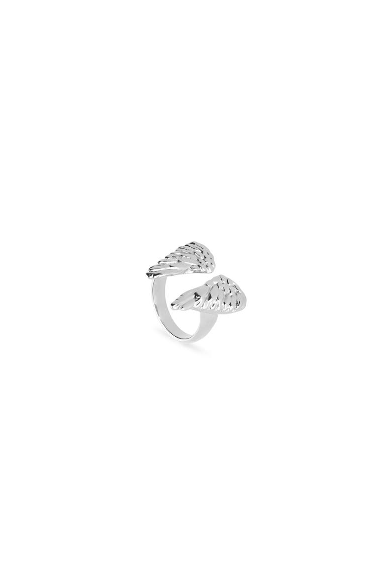 Sterling Silver Plated Ring in the Shape of Wings, Alternate, color, Silver